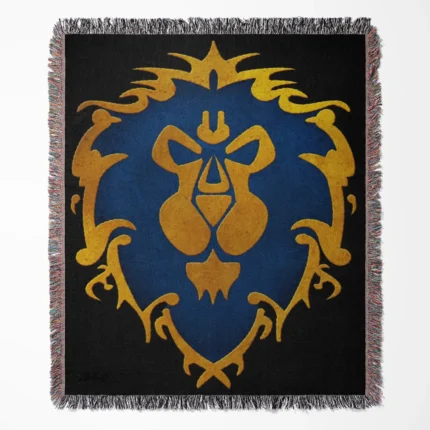 World of Warcraft Alliance woven tapestry throw blanket, offering stylish wall rug design and room decor, ideal as a collectible item for World of Warcraft fans.
