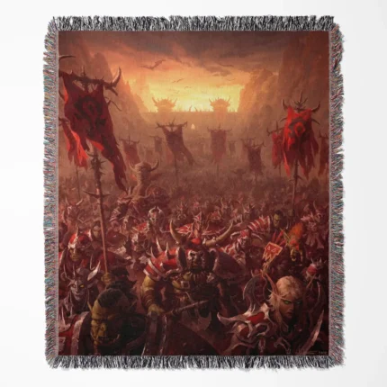 World of Warcraft Horde War woven tapestry throw blanket, designed with cool wall rug and room decor, making it a perfect gift for World of Warcraft fans.