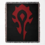 World of Warcraft Horde woven tapestry throw blanket, featuring cool wall rug design and room decor, ideal as a perfect gift for World of Warcraft fans.
