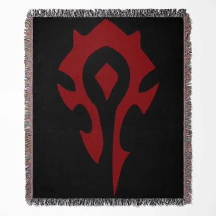 World of Warcraft Horde woven tapestry throw blanket, featuring cool wall rug design and room decor, ideal as a perfect gift for World of Warcraft fans.