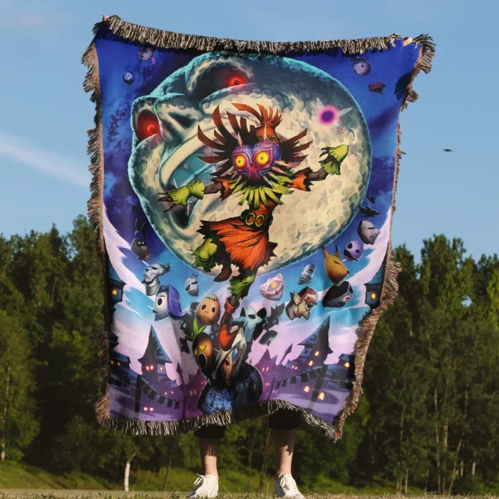 Zelda Majora’s Mask Woven Tapestry Throw Blanket – Fun Wall Art, Room Decor, Picnic Mat, Cozy Home Decor - Image 4