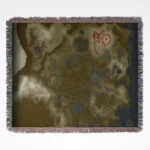 Tears of the Kingdom Map woven tapestry throw blanket, featuring unique wall art design and room decor, ideal as a collectible accent for Zelda fans.