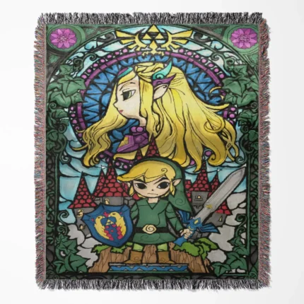 Wind Waker woven tapestry throw blanket, offering stylish wall rug design, room decor, and cozy home decor, perfect for Wind Waker fans.