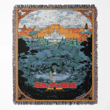 A Link to the Past Poster woven tapestry throw blanket, designed with fun wall art and room decor, ideal as a collectible item for Legend of Zelda fans.