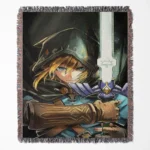 Link woven tapestry throw blanket, offering stylish wall rug design, room decor, and cozy home decor, perfect as a collectible item for Legend of Zelda fans.