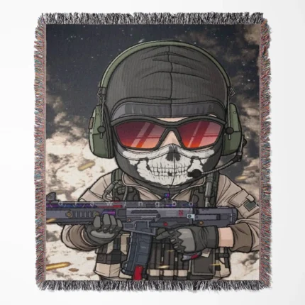 Call of Duty woven tapestry throw blanket, featuring bold wall rug design, perfect for room and home decor, with a cozy throw for fans.