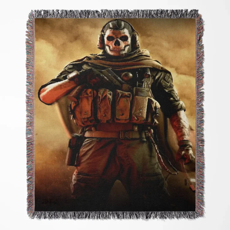 Call of Duty woven tapestry throw blanket, offering unique room decor and cozy wall art, making it the perfect collector's merch.