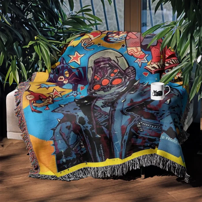 2077 Woven Tapestry Throw Blanket – Cozy Wall Art, Home Decor & Gamer Merch - Image 3