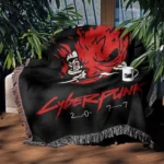Cyberpunk Woven Tapestry Throw Blanket – Futuristic Wall Art, Room & Home Decor, Wall Rug - Image 3