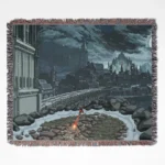 Dark Souls Pixel woven tapestry throw blanket, offering unique wall art design and cozy home decor, making it the perfect gift for Dark Souls fans.