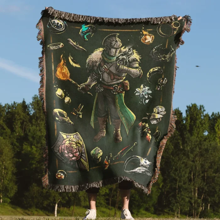 Souls Sorcerer Inventory Woven Tapestry Throw Blanket – Stylish Wall Rug, Room Decor, Collectible Merch - Image 4