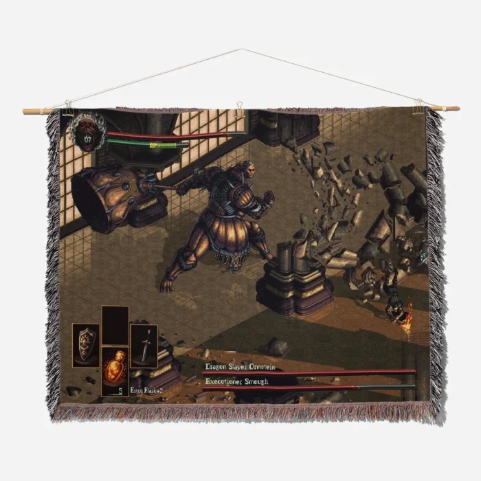 Souls Retro Game Woven Tapestry Throw Blanket – Fun Wall Art, Cozy Room Decor, Picnic Mat, Gift - Image 2