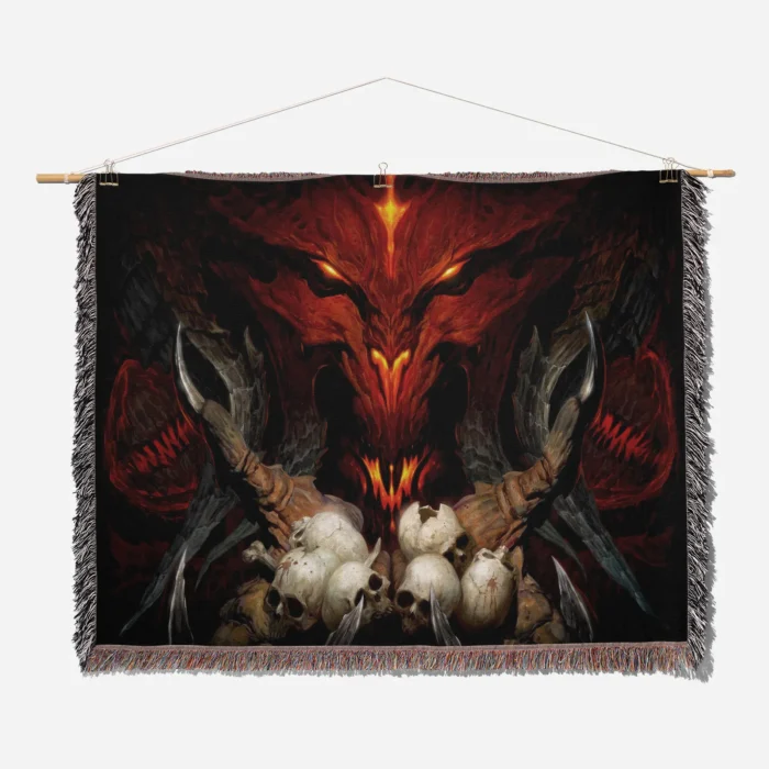 Diablo Woven Tapestry Throw Blanket – Vintage Wall Rug, Cozy Home Decor, Ideal Collectible for Fans - Image 2