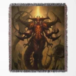 Diablo woven tapestry throw blanket, designed with classic wall art and cozy throw functionality, ideal for room or home decor.