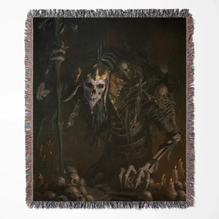 Diablo collector’s woven tapestry throw blanket, featuring wall rug design, perfect as a gift for game enthusiasts and Diablo collectors.