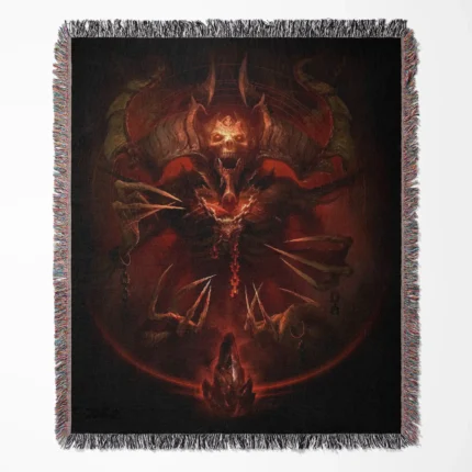 Diablo limited edition woven tapestry throw blanket, offering unique wall rug design and cozy home decor, perfect as a collectible item for Diablo gamers.