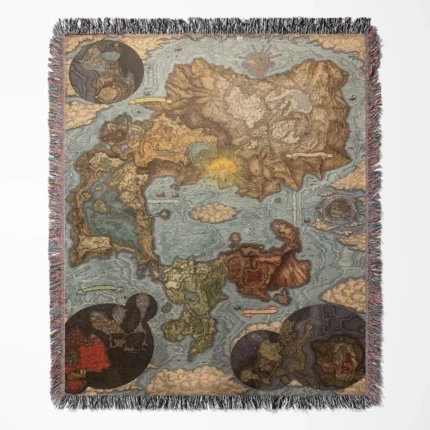 Elden Ring Retro Game woven tapestry throw blanket, featuring stylish wall rug design, room decor, and picnic mat functionality, perfect as a gift for Elden Ring fans.