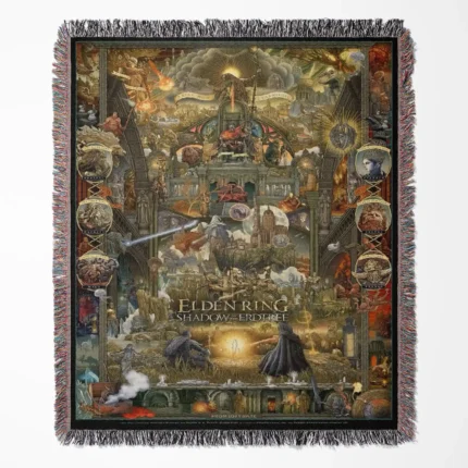 Elden Ring Retro Pixel woven tapestry throw blanket, featuring collectible wall rug design and room decor, perfect for Elden Ring fans.