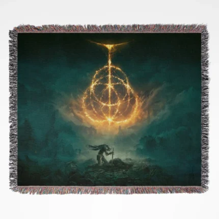 Elden Ring woven tapestry throw blanket, featuring epic wall rug design and stylish room decor, perfect as a collectible item for Elden Ring fans.