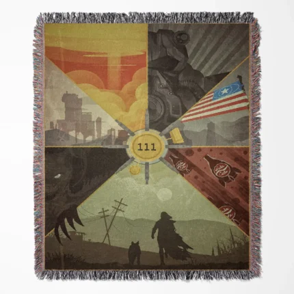 Fallout woven tapestry throw blanket, featuring stylish wall rug design and room decor, perfect as a collectible item for Fallout fans.
