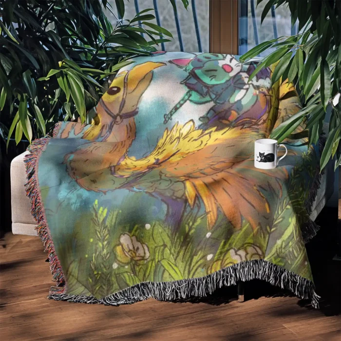 Chocobo Woven Tapestry Throw Blanket – Stylish Wall Rug, Room Decor, Collectible Merch - Image 3