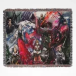 Final Fantasy XIV woven tapestry throw blanket, designed with fun wall rug and picnic mat functionality, perfect as a gift for Final Fantasy fans.