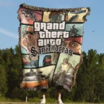 GTA San Andreas CD Cover Woven Tapestry Throw Blanket – Fun Wall Art, Room Decor, Picnic Mat, Perfect Collectible - Image 4