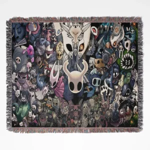 Hollow Knight Pixel woven tapestry throw blanket, offering fun wall rug design and cozy home decor, perfect for adding charm to your room.
