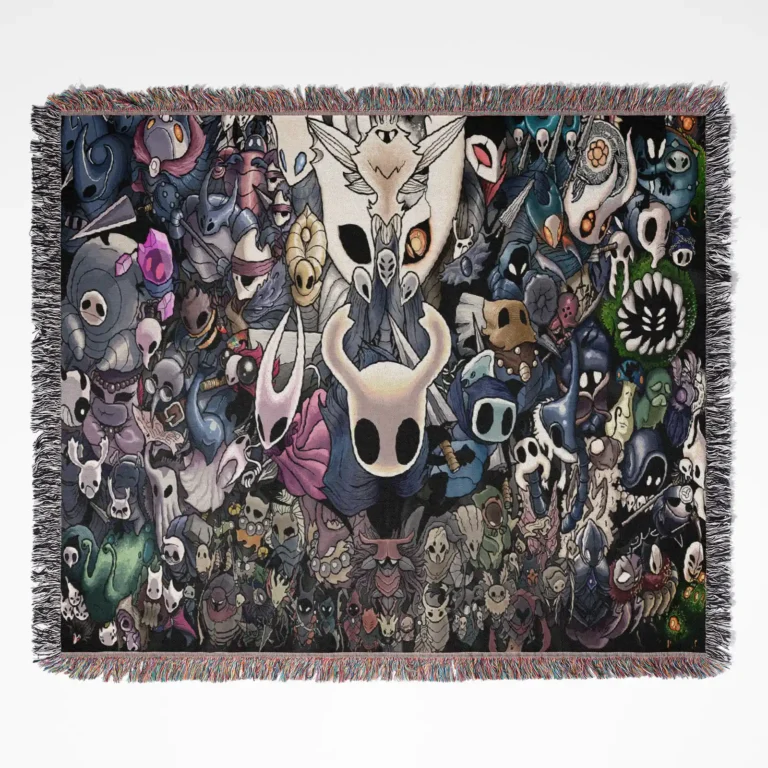 Hollow Knight Pixel woven tapestry throw blanket, offering fun wall rug design and cozy home decor, perfect for adding charm to your room.