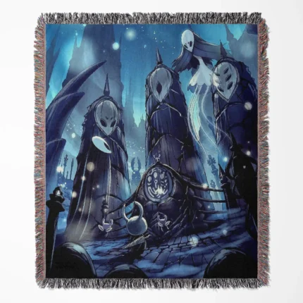 Hollow Knight woven tapestry throw blanket, offering unique wall art and cozy home decor, making it the perfect gift for Hollow Knight fans.