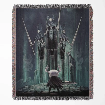 Hollow GamePixel woven tapestry throw blanket, offering fun wall art design and picnic mat functionality, perfect as a collectible accent for Hollow fans.