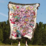 Kirby Pixel Woven Tapestry Throw Blanket – Fun Wall Art, Room Decor, Picnic Mat, Perfect Collectible - Image 4