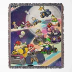 Mario Kart woven tapestry throw blanket, designed with fun wall art and cozy room decor, making it the perfect gift for Mario Kart fans.