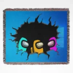 Among Us woven tapestry throw blanket, popular wall art design, perfect for room and home decor, an ideal gift for fans.