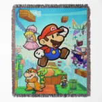 Super Mario woven tapestry throw blanket, featuring epic wall rug design and room decor, perfect as a collectible item for Super Mario fans.