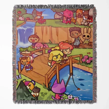 Animal Crossing: New Horizons woven tapestry throw blanket, stylish wall art, perfect for room and home decor, making it a great collectible accent.