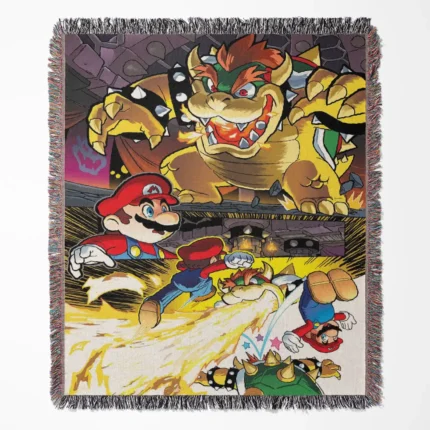 Mario woven tapestry throw blanket, designed with cute wall art and cozy home decor, making it the perfect gift for Mario lovers.