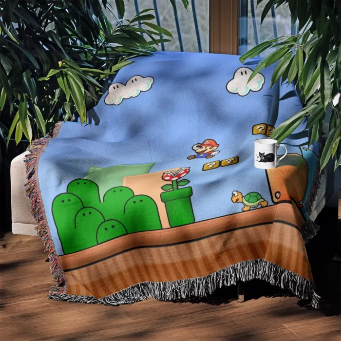 Super Mario Woven Tapestry Throw Blanket – Stylish Wall Rug, Room Decor, Collectible Merch - Image 3