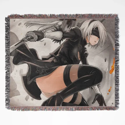 Nier woven tapestry throw blanket, offering cool wall art design and room decor, making it the perfect gift for Nier fans.