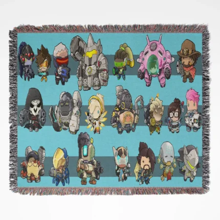 Overwatch woven tapestry throw blanket, offering epic wall rug design and room decor, perfect as a collectible accent for Overwatch fans.