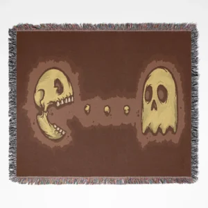 Pac-Man Retro woven tapestry throw blanket, featuring stylish wall rug design and room decor, perfect as a collectible item for Pac-Man fans.