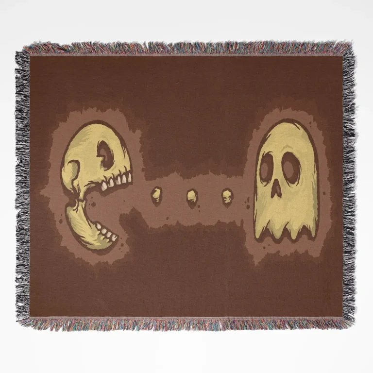 Pac-Man Retro woven tapestry throw blanket, featuring stylish wall rug design and room decor, perfect as a collectible item for Pac-Man fans.