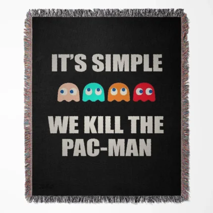 Pac-Man woven tapestry throw blanket, designed with fun wall art and picnic mat functionality, perfect as a collectible accent for Pac-Man lovers.