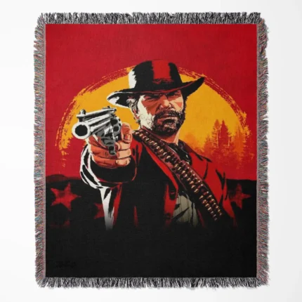 Red Dead Redemption 2 woven tapestry throw blanket, designed with unique wall art and cozy room decor, perfect as a collectible accent for Red Dead Redemption 2 enthusiasts.