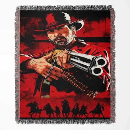 Red Dead Redemption 2 woven tapestry throw blanket, featuring stylish wall rug design and room decor, perfect as a collectible item for Red Dead Redemption 2 fans.