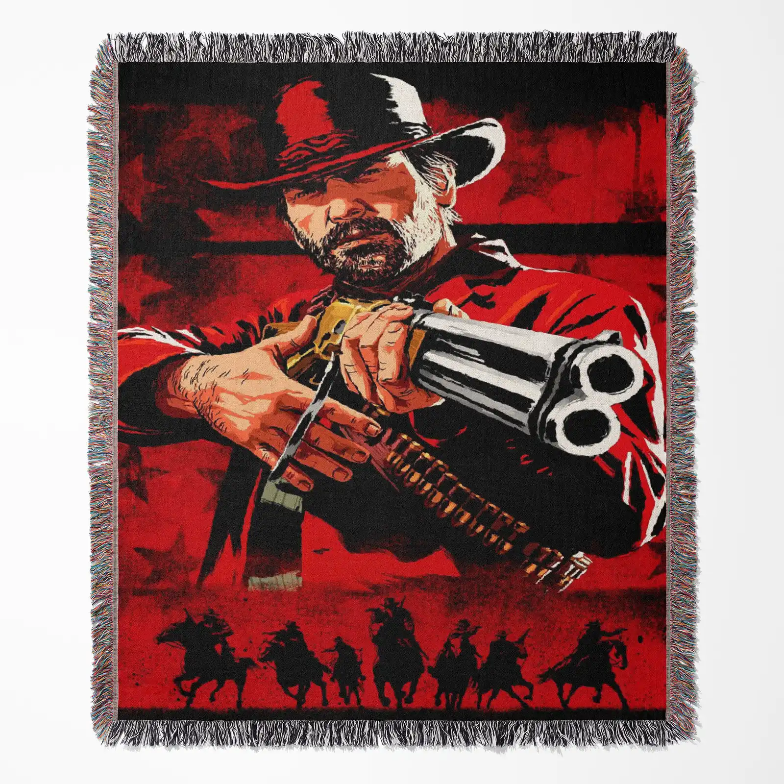 game-woven-tapestry-throw-blanket-847 Red Dead Redemption 2 woven tapestry throw blanket, featuring stylish wall rug design and room decor, perfect as a collectible item for Red Dead Redemption 2 fans.