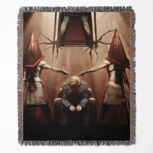 Silent woven tapestry throw blanket, offering dark wall rug design and room decor, making it a perfect collectible accent and home decor piece.