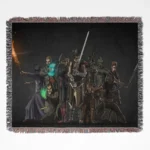Skyrim woven tapestry throw blanket, featuring epic wall art design and cozy home decor, ideal as the perfect gift for Skyrim lovers.
