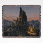 Skyrim woven tapestry throw blanket, offering stylish wall rug design and room decor, making it a perfect collectible item for Skyrim fans.
