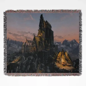 Skyrim woven tapestry throw blanket, offering stylish wall rug design and room decor, making it a perfect collectible item for Skyrim fans.